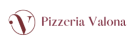 Logo of Pizzeria Vulcano with a stylised pizza icon, featuring the restaurant's name in elegant maroon text